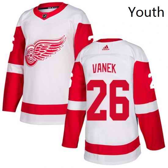 Youth Adidas Detroit Red Wings 26 Thomas Vanek Authentic White Away NHL Jersey